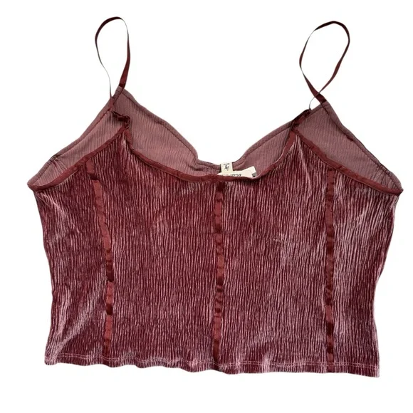 Anthro Blue Tassel Corset Seamed Cami Top Crushed Velvet Spaghetti Straps Large - Picture 6 of 12